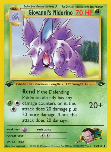 Giovanni's Nidorino, carte Pokémon GC 45 — extension Gym Challenge