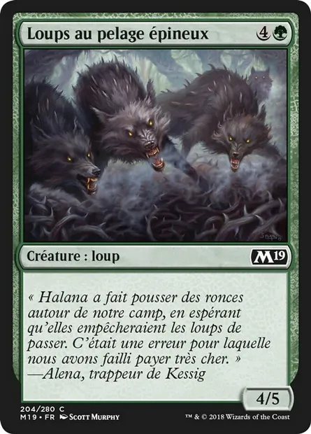 Loups au pelage épineux, carte Magic M19 204 — extension Core Set 2019