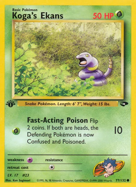 Koga's Ekans, carte Pokémon GC 77 — extension Gym Challenge