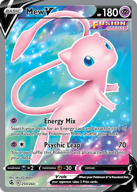 Mew V, Pokémon card FST 250 — Fusion Strike set