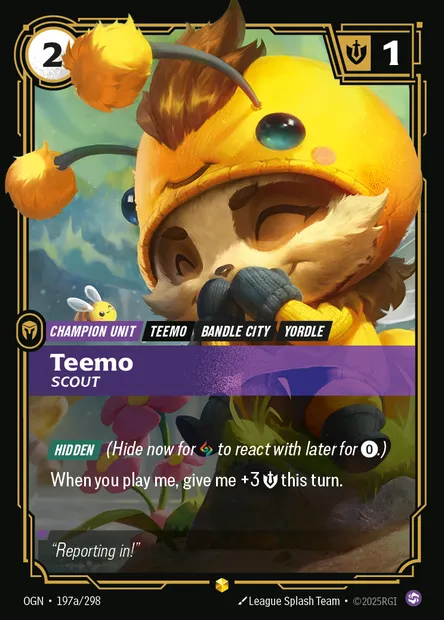 Teemo, carte Riftbound OGN 197a — extension Origins