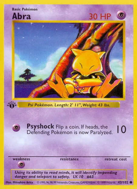 Abra, Pokémon card BS 43 — Base Set set