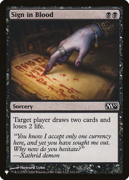 Sign in Blood, Magic card PLST M10-112 — The List set