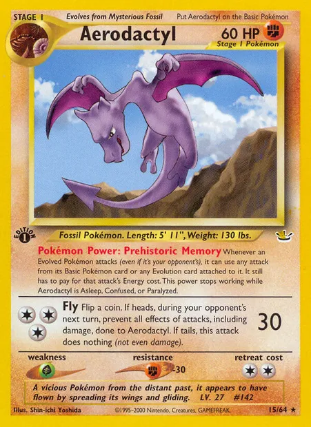 Aerodactyl, Pokémon card NR 15 — Neo Revelation set