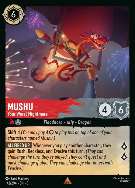 Mushu - Your Worst Nightmare, Disney Lorcana card CH8-142 — The Reign of Jafar set