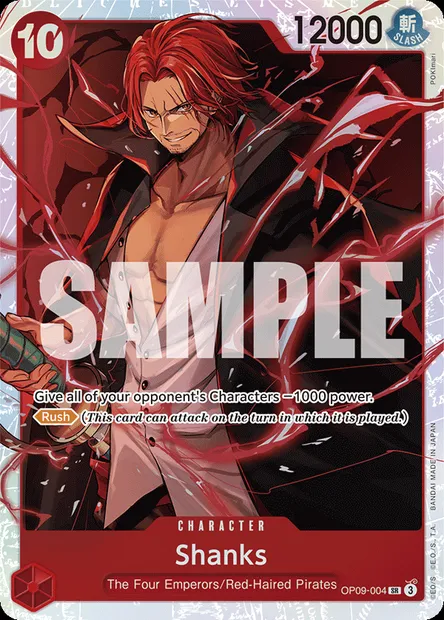 Shanks, One Piece card OP09-004 — EMPERORS IN THE NEW WORLD set
