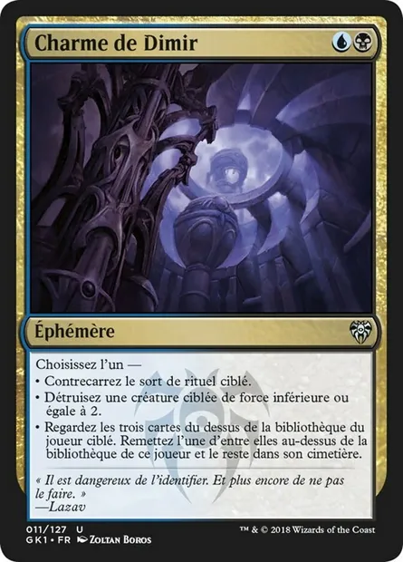 Charme de Dimir, carte Magic GK1 11 — extension GRN Guild Kit