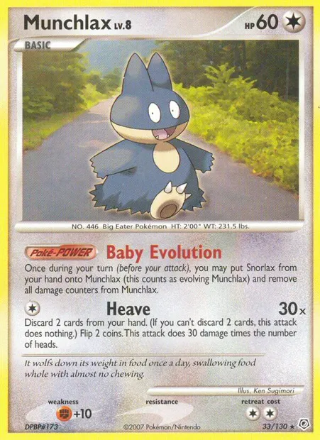Munchlax, Pokémon card DP 33 — Diamond & Pearl set