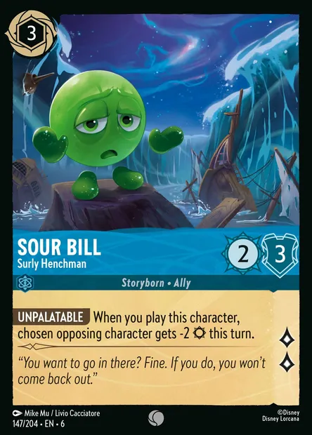 Sour Bill - Surly Henchman, Disney Lorcana card CH6-147 — Azurite Sea set