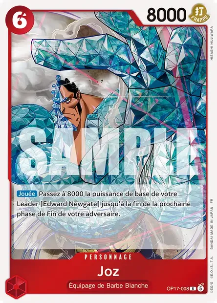 Joz, carte One Piece OP17-008 — extension LES GUERRIERS LES PLUS PUISSANTS AU MONDE