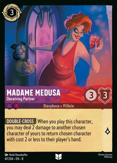 Madame Medusa - Deceiving Partner, Disney Lorcana card CH8-047 — The Reign of Jafar set