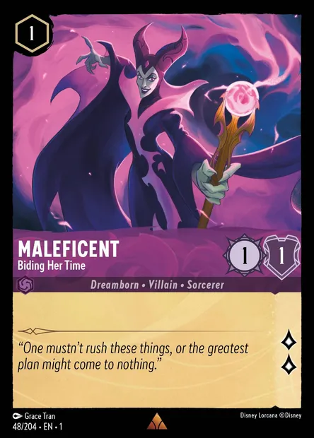 Maleficent - Biding Her Time, Disney Lorcana card CH1-048 — The First Chapter set