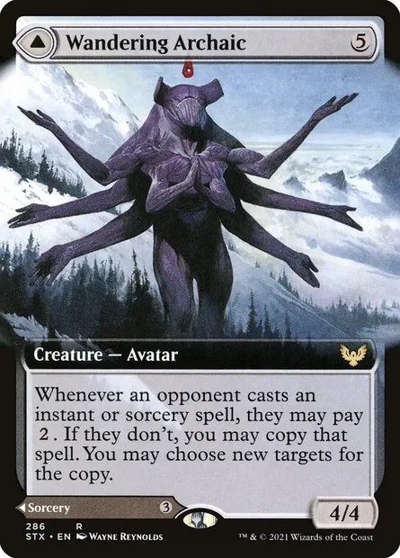 Archaïque errant // Explorer les Vasteterres, carte Magic STX 286 — extension Strixhaven: l'Académie des Mages