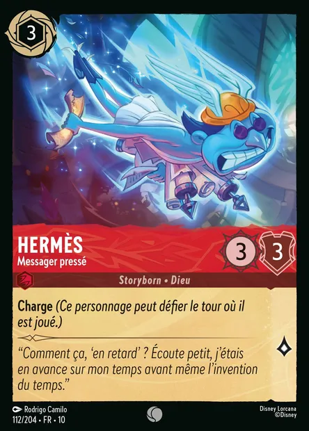 Hermès - Messager pressé, carte Disney Lorcana CH10-112 — extension Lueurs dans les Profondeurs