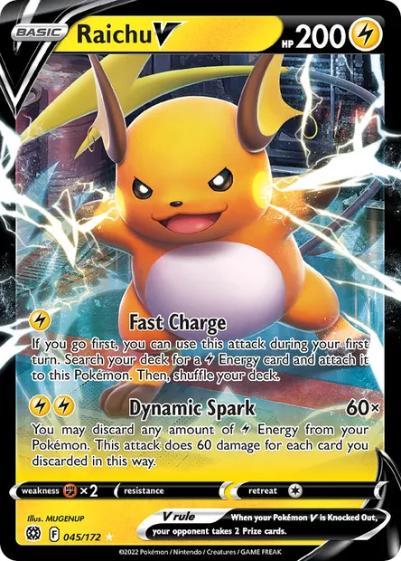 Raichu V, Pokémon card BRS 045 — Brilliant Stars set