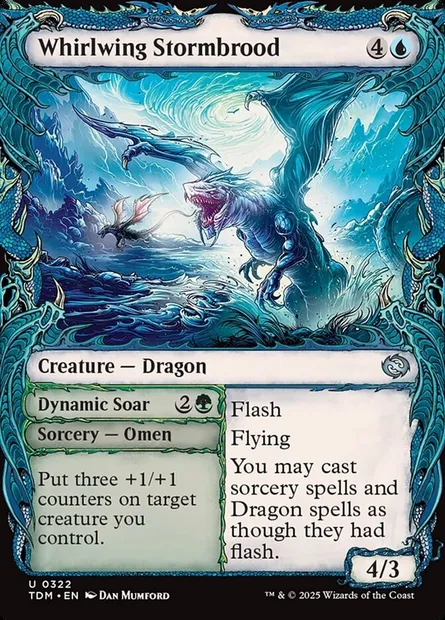 Whirlwing Stormbrood // Dynamic Soar, Magic card TDM 322 — Tarkir: Dragonstorm set