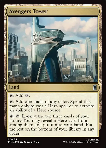 Avengers Tower, Magic card MSH 452 — Marvel Super Heroes set