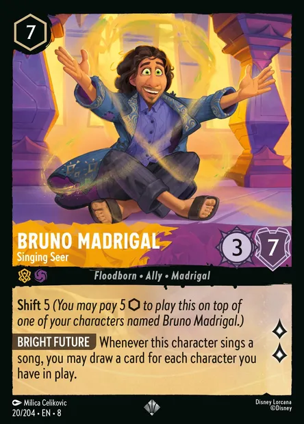 Bruno Madrigal - Singing Seer, Disney Lorcana card CH8-020 — The Reign of Jafar set