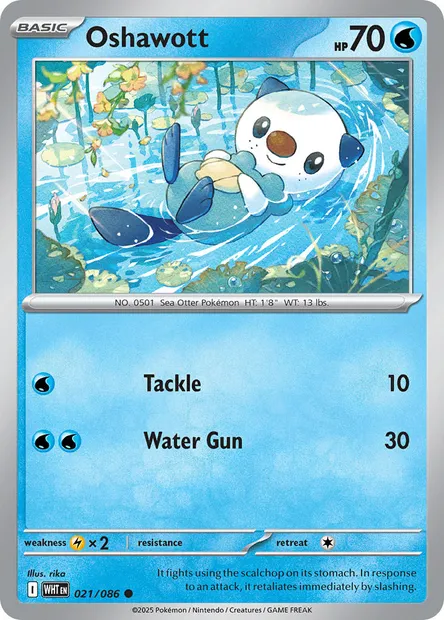Oshawott, Pokémon card WHT 021 — White Flare set