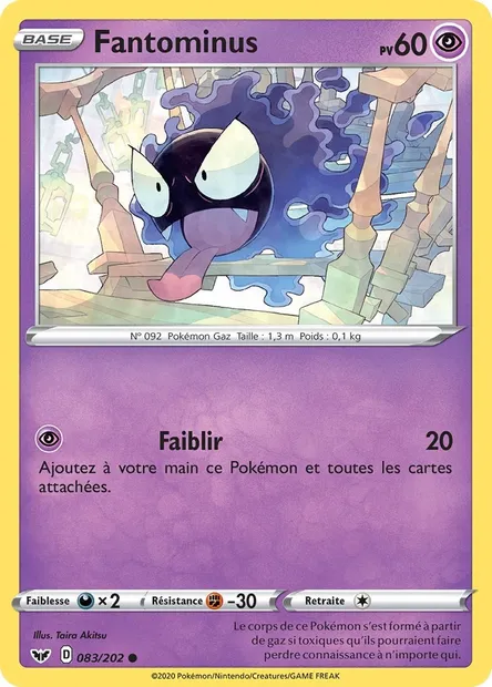 Fantominus, carte Pokémon SSH 83 — extension Épée et Bouclier