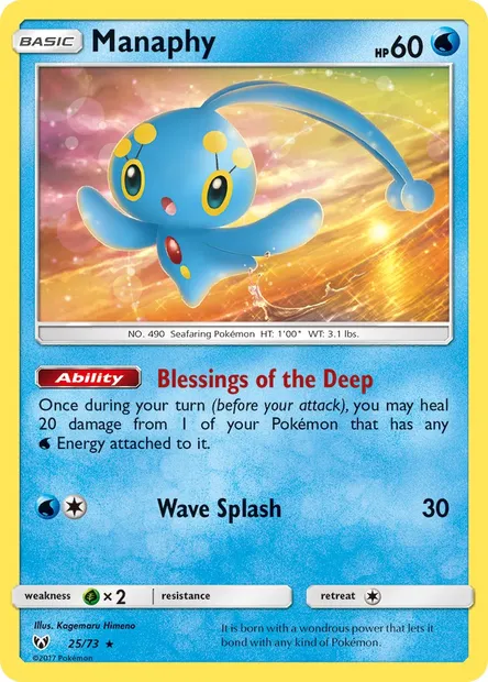 Manaphy, Pokémon card SLG 25 — Shining Legends set