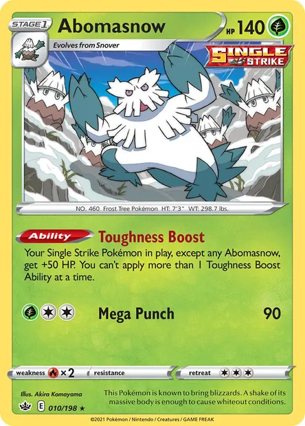Abomasnow, Pokémon card CRE 10 — Chilling Reign set
