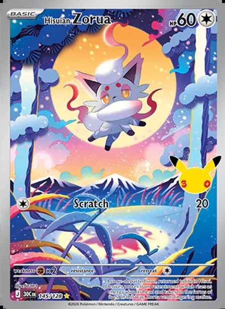 Hisuian Zorua, Pokémon card 30C 145 — 30th Celebration set