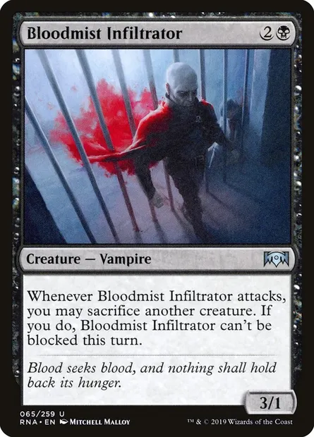 Bloodmist Infiltrator, Magic card RNA 65 — Ravnica Allegiance set