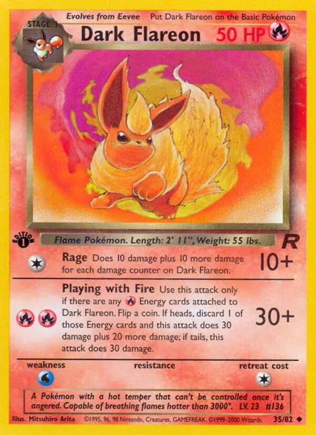 Dark Flareon, Pokémon card TR 35 — Team Rocket set