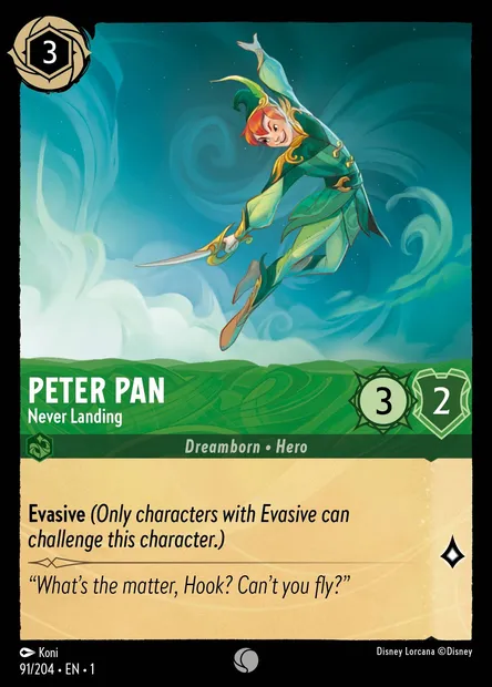 Peter Pan - Never Landing, Disney Lorcana card CH1-091 — The First Chapter set