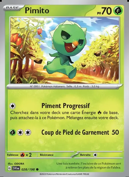 Pimito, carte Pokémon SVI 028 — extension Écarlate et Violet