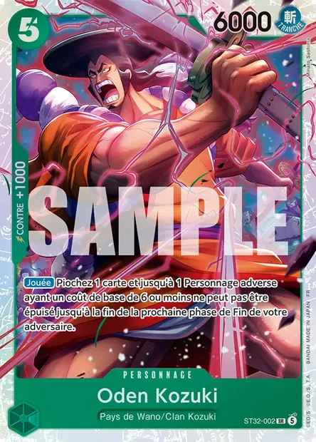 Oden Kozuki, carte One Piece ST32-002 — extension VERT Roronoa Zoro