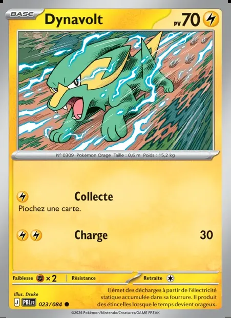 Dynavolt, carte Pokémon PBL 023 — extension Nuit Noire