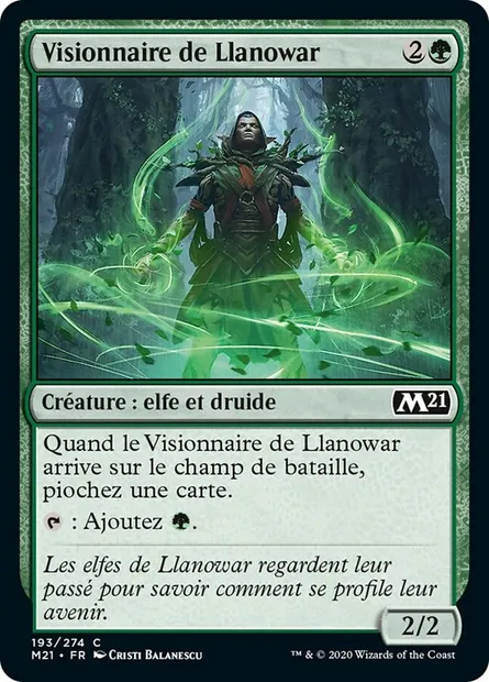Visionnaire de Llanowar, carte Magic M21 193 — extension Core Set 2021