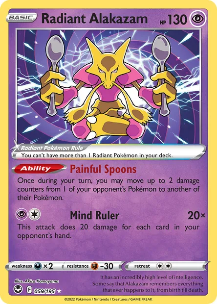 Radiant Alakazam, Pokémon card SIT 059 — Silver Tempest set