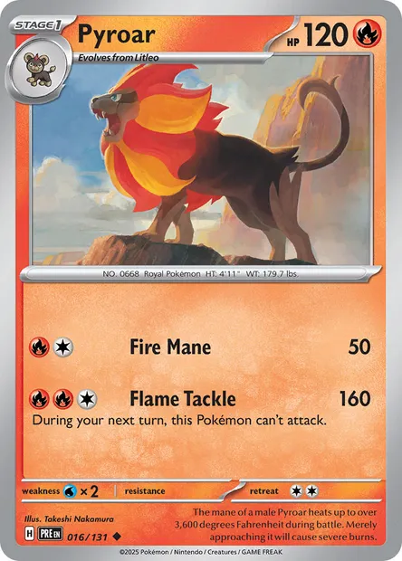 Pyroar, Pokémon card PRE 016 — Prismatic Evolutions set