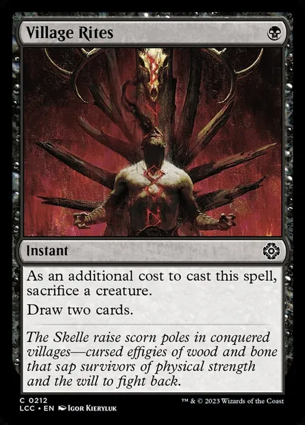 Village Rites, Magic card LCC 212 — The Lost Caverns of Ixalan Commander set