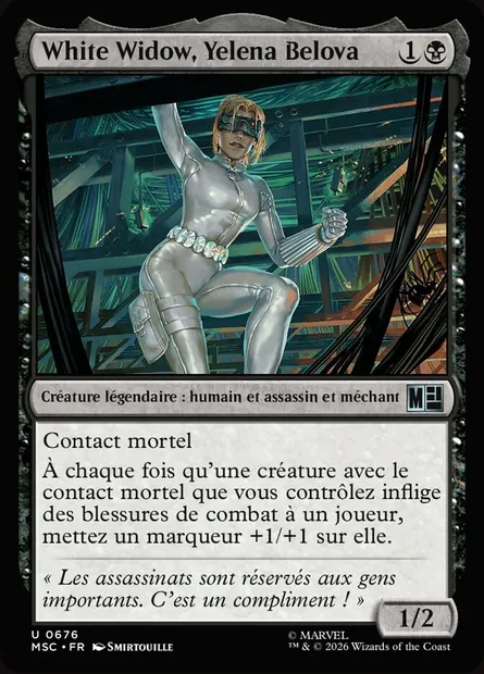 White Widow, Yelena Belova, carte Magic MSC 676 — extension Marvel Super Heroes Commander