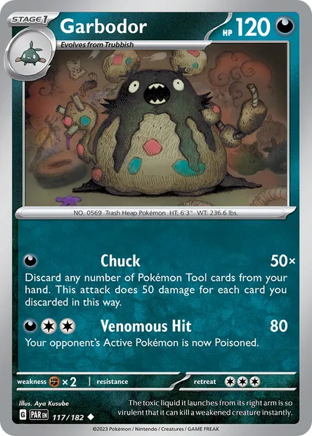 Garbodor, Pokémon card PAR 117 — Paradox Rift set