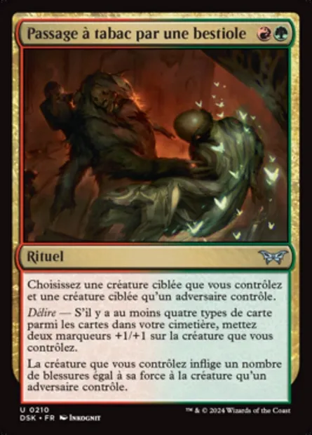 Passage à tabac par une bestiole, carte Magic DSK 210 — extension Duskmourn: House of Horror