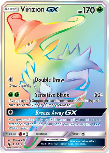 Virizion GX, Pokémon card LOT 217 — Lost Thunder set