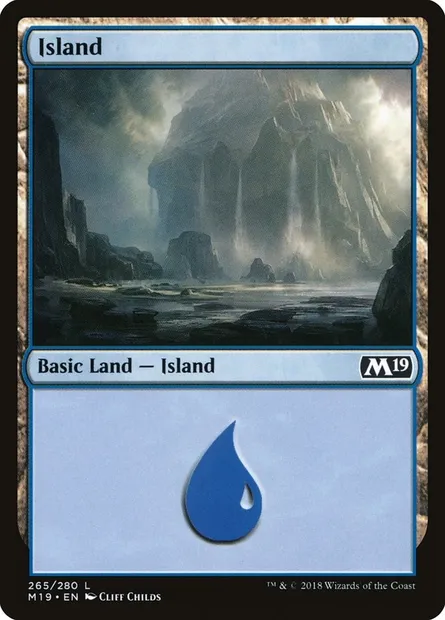 Island, Magic card M19 265 — Core Set 2019 set