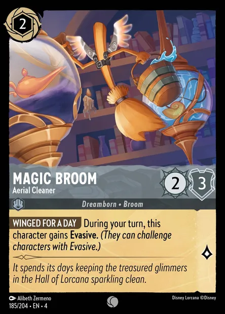 Magic Broom - Aerial Cleaner, Disney Lorcana card CH4-185 — Ursula's Return set