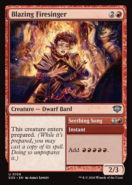 Blazing Firesinger // Seething Song, Magic card SOS 109 — Secrets of Strixhaven set