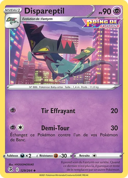 Dispareptil, carte Pokémon FST 129 — extension Poing de Fusion