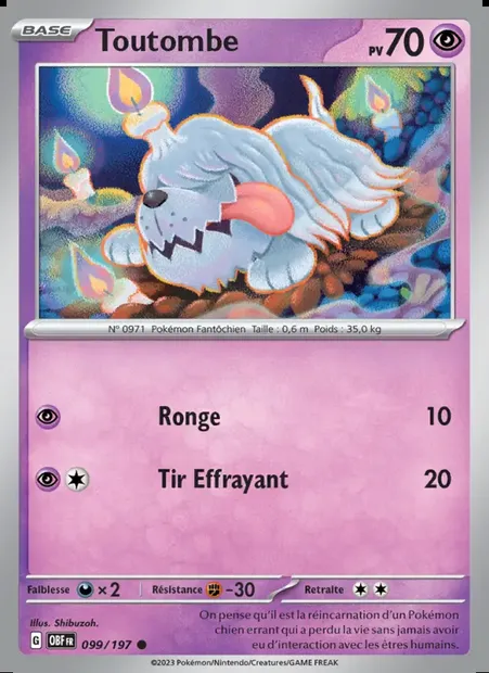 Toutombe, carte Pokémon OBF 099 — extension Flammes Obsidiennes
