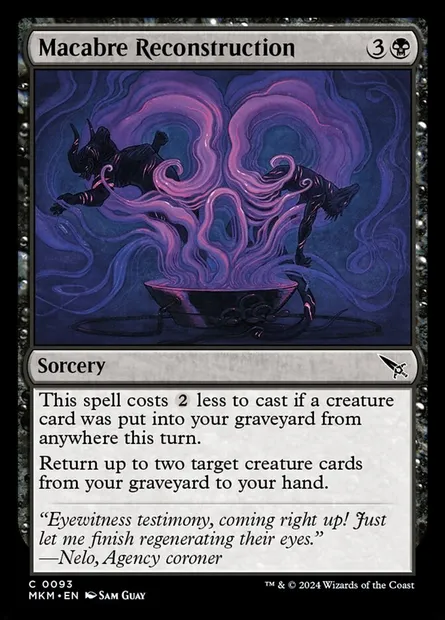 Macabre Reconstruction, Magic card MKM 93 — Murders at Karlov Manor set
