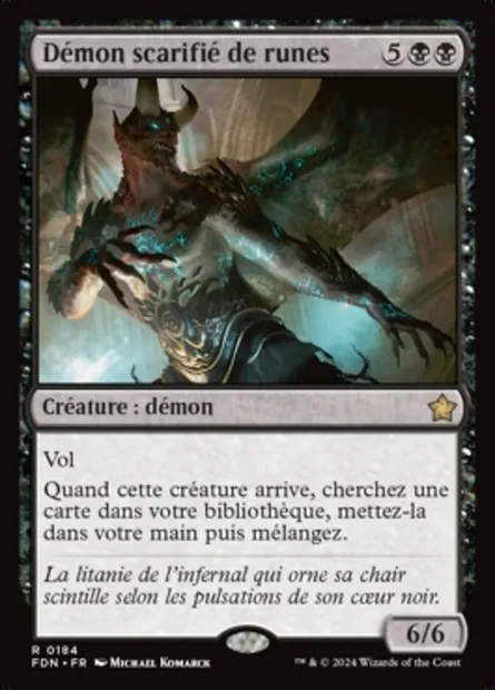 Démon scarifié de runes, carte Magic FDN 184 — extension Foundations