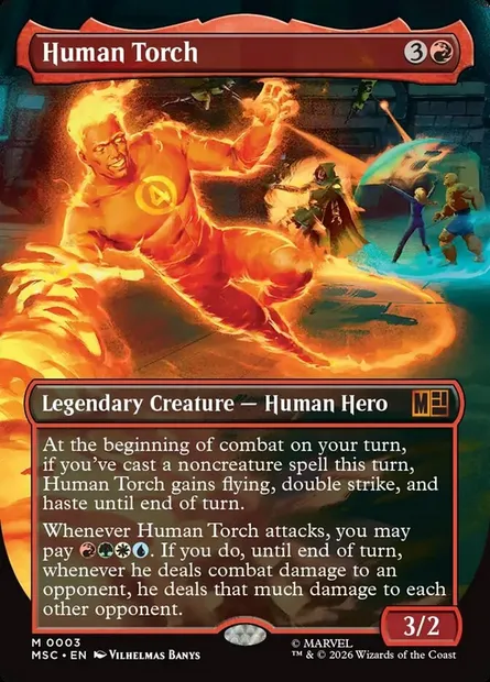 Human Torch, Magic card MSC 3 — Marvel Super Heroes Commander set