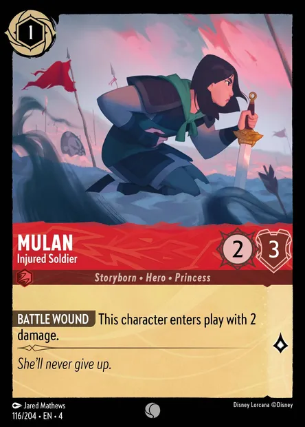 Mulan - Injured Soldier, Disney Lorcana card CH4-116 — Ursula's Return set
